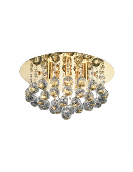 Plafon kryształowy BOLLA 38 cm w złotym wykończeniu – eleganckie oświetlenie do salonu i garderoby w stylu glamour