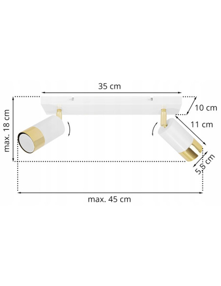Podwójny kinkiet HUGO Biało-Złoty – Nowoczesne Oświetlenie do Lustra w Stylu Industrialnym