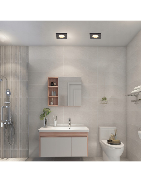 Kwadratowy Spot Oświetleniowy IP65 Lagos - Czarny Metal, GU10, Nowoczesny Design do Łazienki i Kabiny Prysznicowej