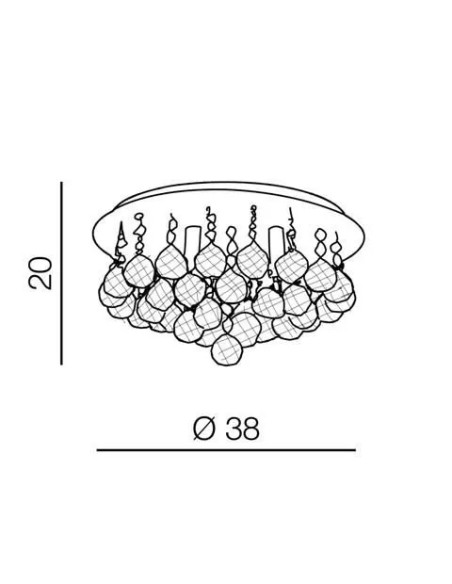 Plafon kryształowy BOLLA 38 cm w złotym wykończeniu – eleganckie oświetlenie do salonu i garderoby w stylu glamour