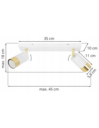 Podwójny kinkiet HUGO Biało-Złoty – Nowoczesne Oświetlenie do Lustra w Stylu Industrialnym