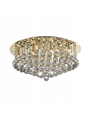 Plafon sufitowy BOLLA 58 LED, złoty z kryształami, elegancki 10-punktowy, idealny do sypialni - AZzardo
