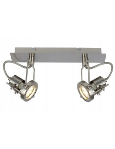 Reflektor sufitowy FIJI z ruchomymi głowicami, 2 źródła światła GU10, metalowy, srebrny, idealny do korytarzy i schodów 2