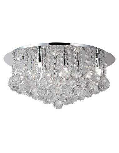 Plafon kryształowy BOLLA 58 - nowoczesny sufitowy w kolorze srebrnym z 10 punktami świetlnymi do eleganckich wnętrz