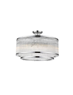 Plafon Glamour SERGIO w stylu kryształowym, okrągły, srebrny, 6-punktowy – eleganckie oświetlenie do wnętrz