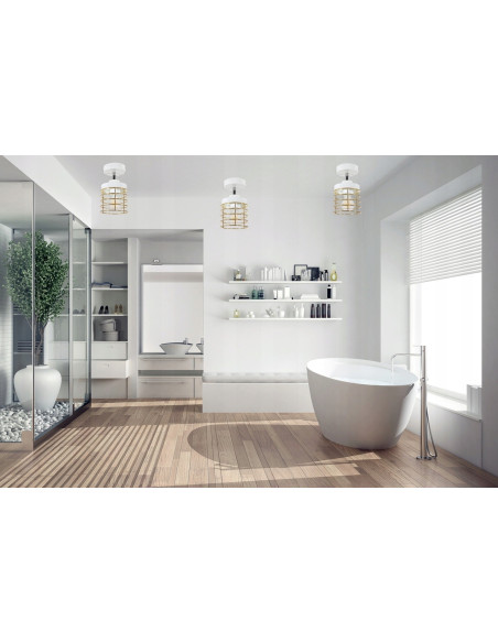 Lampa sufitowa RASTI z regulowanym złotym kloszem – nowoczesny spot do eleganckich wnętrz