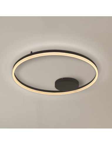 Plafon LED RING HALO TOP 120 cm - czarny, zmienna barwa, nowoczesny design do salonu i jadalni, oszczędny wybór.