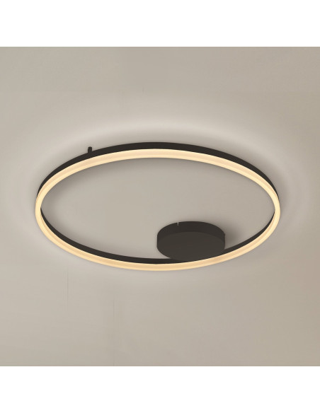 Plafon LED RING HALO TOP 120 cm - czarny, zmienna barwa, nowoczesny design do salonu i jadalni, oszczędny wybór.