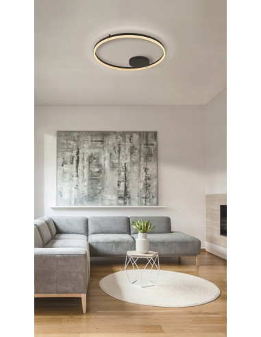 Plafon LED RING HALO TOP 120 cm - czarny, zmienna barwa, nowoczesny design do salonu i jadalni, oszczędny wybór.