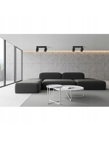 Lampa sufitowa Tokio z regulacją, dwupłomienna, czarna metalowa, GU10 – elegancka i funkcjonalna do każdego wnętrza