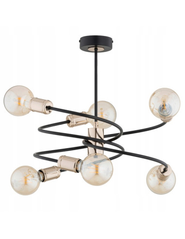 Lampa wisząca DISCO w kolorze złotym i czarnym – nowoczesny żyrandol do salonu i holu w stylu industrialnym