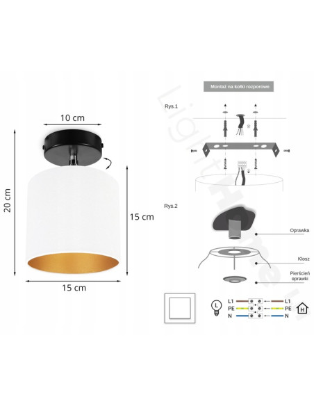 Lampa sufitowa MEDIOLAN z metalową konstrukcją i eleganckim abażurem - stylowe oświetlenie do nowoczesnych wnętrz.