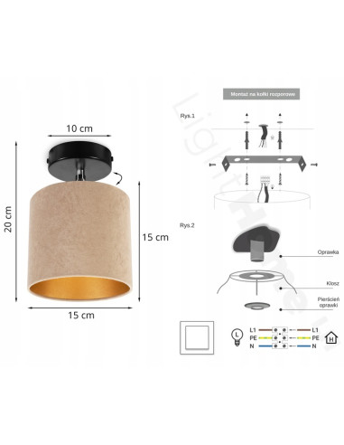 Lampa sufitowa Mediolan z regulacją światła - elegancki plafon w białym lub czarnym wykończeniu, stylowe oświetlenie do wnętrz