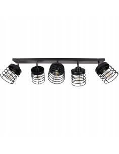 Lampa sufitowa RASTI 5-punktowa w stylu loftowym, metalowy klosz, biało-czarna do pokoju młodzieżowego i innych wnętrz.