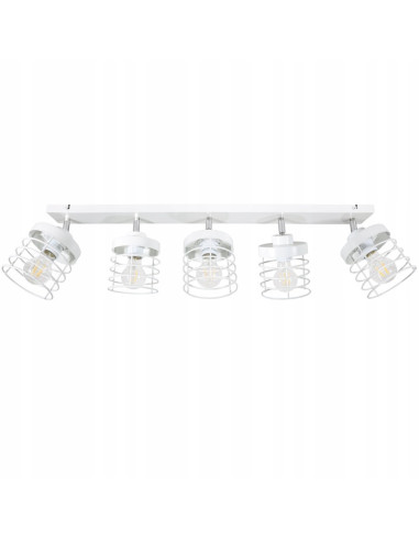 Lampa sufitowa RASTI 5-punktowa w stylu loftowym, metalowy klosz, biało-czarna do pokoju młodzieżowego i innych wnętrz.