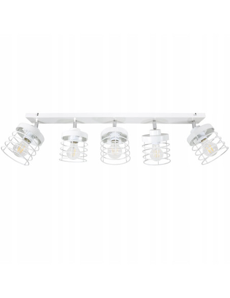 Lampa sufitowa RASTI 5-punktowa w stylu loftowym, metalowy klosz, biało-czarna do pokoju młodzieżowego i innych wnętrz.