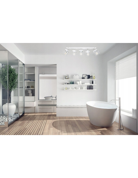 Lampa sufitowa RASTI 5-punktowa w stylu loftowym, metalowy klosz, biało-czarna do pokoju młodzieżowego i innych wnętrz.