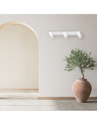 Reflektor sufitowy LED Parma 3-punktowy z wymiennymi obręczami, biały metal, zmienna barwa światła, nowoczesny styl