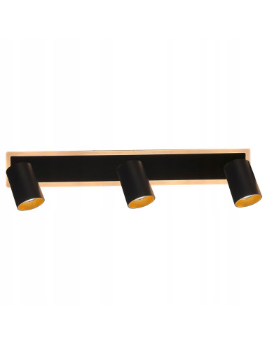 Kinkiet Parma 3 z reflektorami LED, regulowane światło, czarny i złoty - nowoczesne oświetlenie ścienne