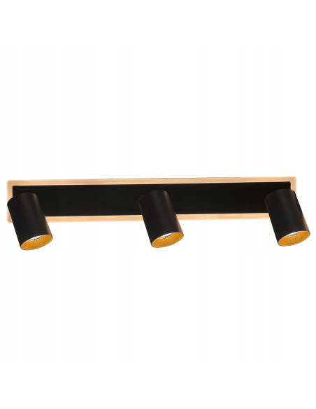 Kinkiet Parma 3 z reflektorami LED, regulowane światło, czarny i złoty - nowoczesne oświetlenie ścienne