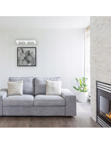 Reflektor sufitowy LED Parma 3-punktowy z wymiennymi obręczami, biały metal, zmienna barwa światła, nowoczesny styl