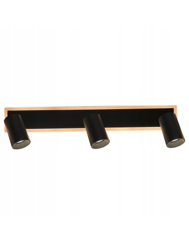 Kinkiet Parma 3 z reflektorami LED, regulowane światło, czarny i złoty - nowoczesne oświetlenie ścienne