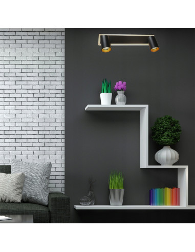 Reflektor sufitowy LED Parma 2 z czarnego metalu - nowoczesne oświetlenie z regulacją barwy światła do biura i gabinetu