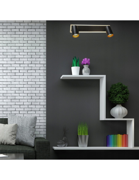 Reflektor sufitowy LED Parma 2 z czarnego metalu - nowoczesne oświetlenie z regulacją barwy światła do biura i gabinetu