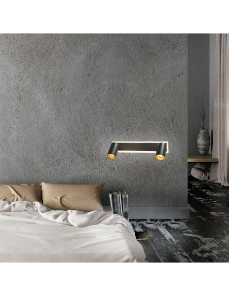 Reflektor sufitowy LED Parma 2 z czarnego metalu - nowoczesne oświetlenie z regulacją barwy światła do biura i gabinetu