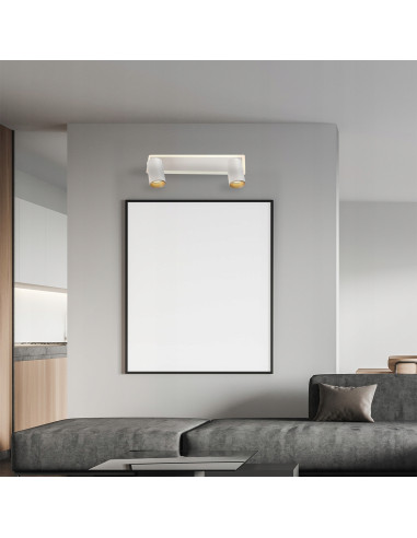 Reflektor sufitowy Parma 2 z regulowanymi punktami świetlnymi GU10 w białym i złotym wykończeniu do nowoczesnych wnętrz