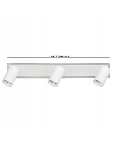 Reflektor sufitowy LED Parma 3-punktowy z wymiennymi obręczami, biały metal, zmienna barwa światła, nowoczesny styl