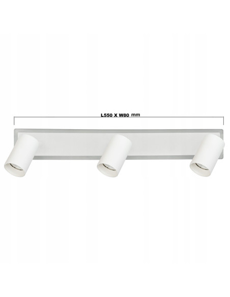 Reflektor sufitowy LED Parma 3-punktowy z wymiennymi obręczami, biały metal, zmienna barwa światła, nowoczesny styl