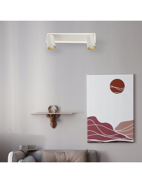 Reflektor sufitowy Parma 2 z regulowanymi punktami świetlnymi GU10 w białym i złotym wykończeniu do nowoczesnych wnętrz