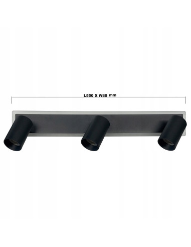 Kinkiet Parma 3 z reflektorami LED, regulowane światło, czarny i złoty - nowoczesne oświetlenie ścienne