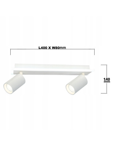 Reflektor sufitowy Parma 2 z regulowanymi punktami świetlnymi GU10 w białym i złotym wykończeniu do nowoczesnych wnętrz