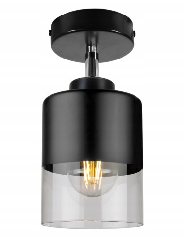 Reflektor sufitowy ROMA - czarno-przezroczysty, regulowany, nowoczesne oświetlenie do eleganckich wnętrz