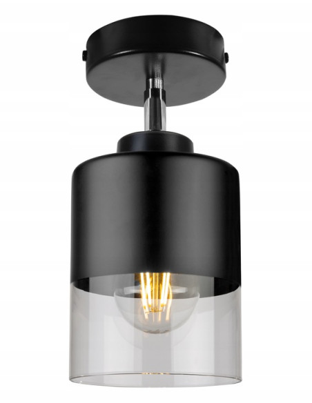 Reflektor sufitowy ROMA - czarno-przezroczysty, regulowany, nowoczesne oświetlenie do eleganckich wnętrz