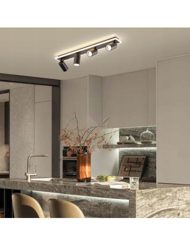 Reflektor sufitowy Parma 4-punktowy LED w czerni – nowoczesne oświetlenie do przedpokoju