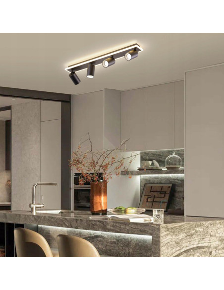 Reflektor sufitowy Parma 4-punktowy LED w czerni – nowoczesne oświetlenie do przedpokoju