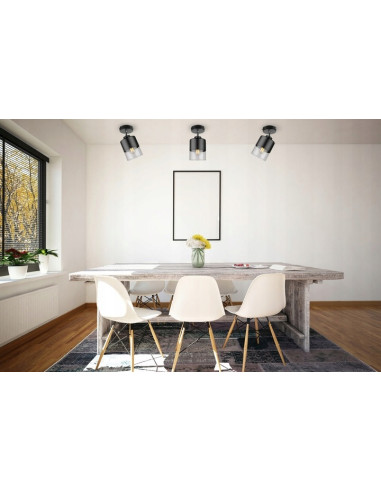 Reflektor sufitowy ROMA - czarno-przezroczysty, regulowany, nowoczesne oświetlenie do eleganckich wnętrz