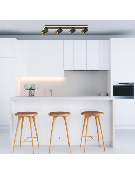 Reflektor sufitowy Parma 4-punktowy LED w czerni – nowoczesne oświetlenie do przedpokoju