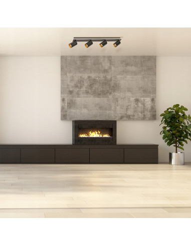 Reflektor sufitowy Parma 4-punktowy LED w czerni – nowoczesne oświetlenie do przedpokoju