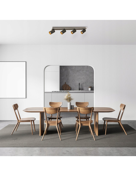 Reflektor sufitowy Parma 4-punktowy LED w czerni – nowoczesne oświetlenie do przedpokoju