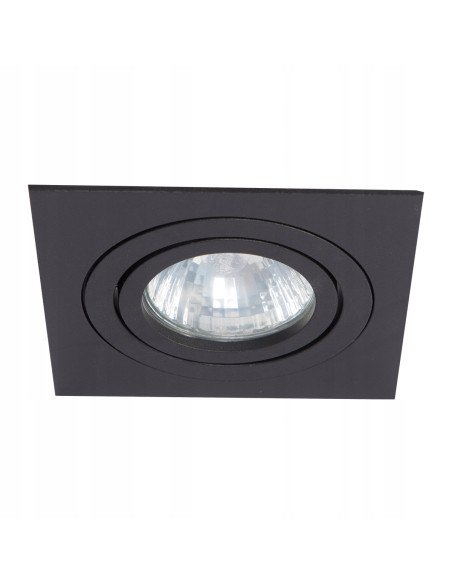 Lampa podtynkowa METIS czarna, kwadratowa z regulacją, minimalistyczna, GU10, 50W, do kuchni i holu.