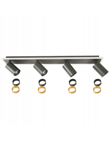 Reflektor sufitowy Parma 4-punktowy LED w czerni – nowoczesne oświetlenie do przedpokoju