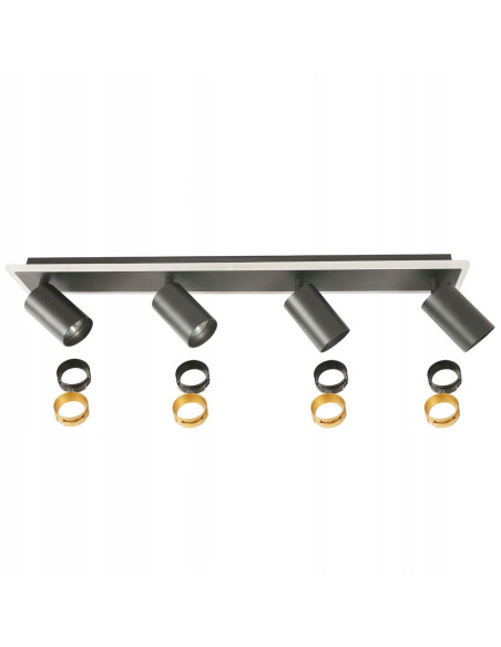 Reflektor sufitowy Parma 4-punktowy LED w czerni – nowoczesne oświetlenie do przedpokoju