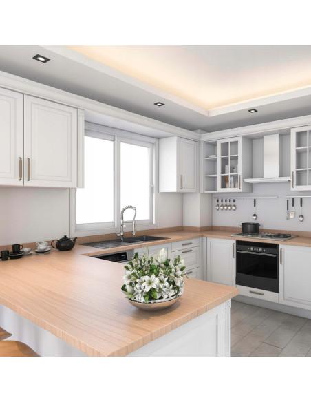 Lampa podtynkowa METIS czarna, kwadratowa z regulacją, minimalistyczna, GU10, 50W, do kuchni i holu.