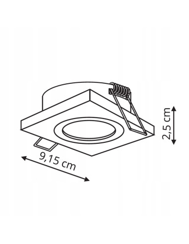 Lampa podtynkowa METIS czarna, kwadratowa z regulacją, minimalistyczna, GU10, 50W, do kuchni i holu.