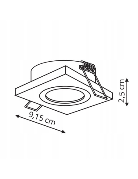 Lampa podtynkowa METIS czarna, kwadratowa z regulacją, minimalistyczna, GU10, 50W, do kuchni i holu.