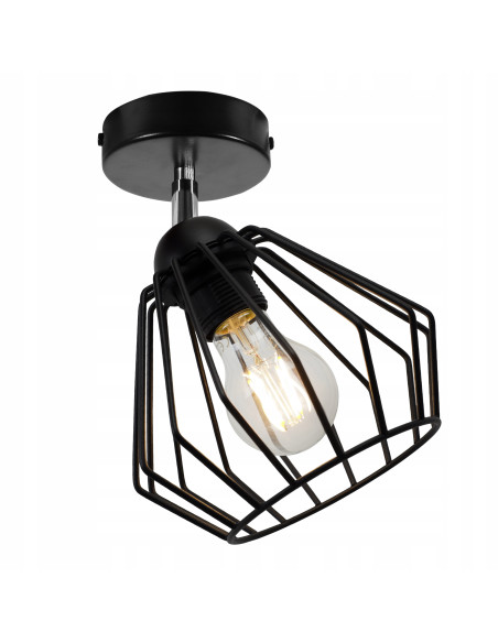 Plafon EDISON w industrialnym stylu - metalowy reflektor rombowy do nowoczesnych wnętrz i loftowych aranżacji.